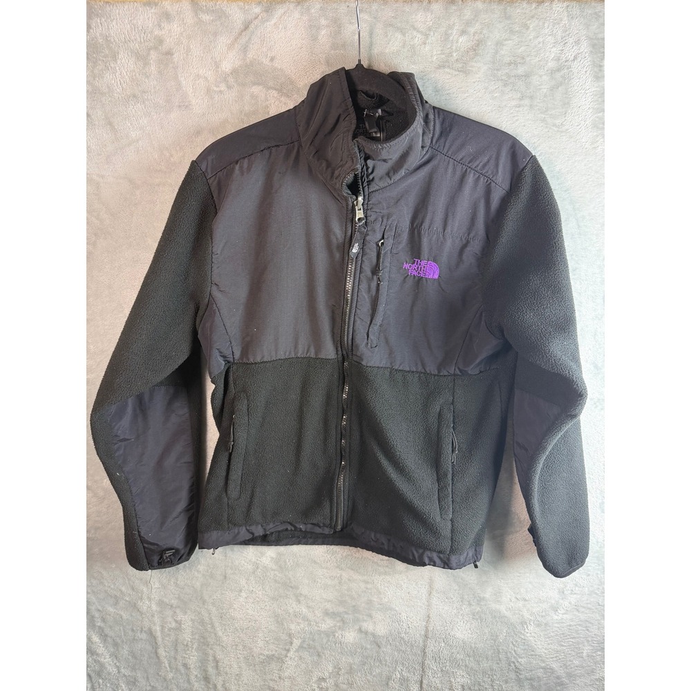 THE NORTH FACE Jacket Womens M Black Purple Denali Fleece Full‎ Zip Coat